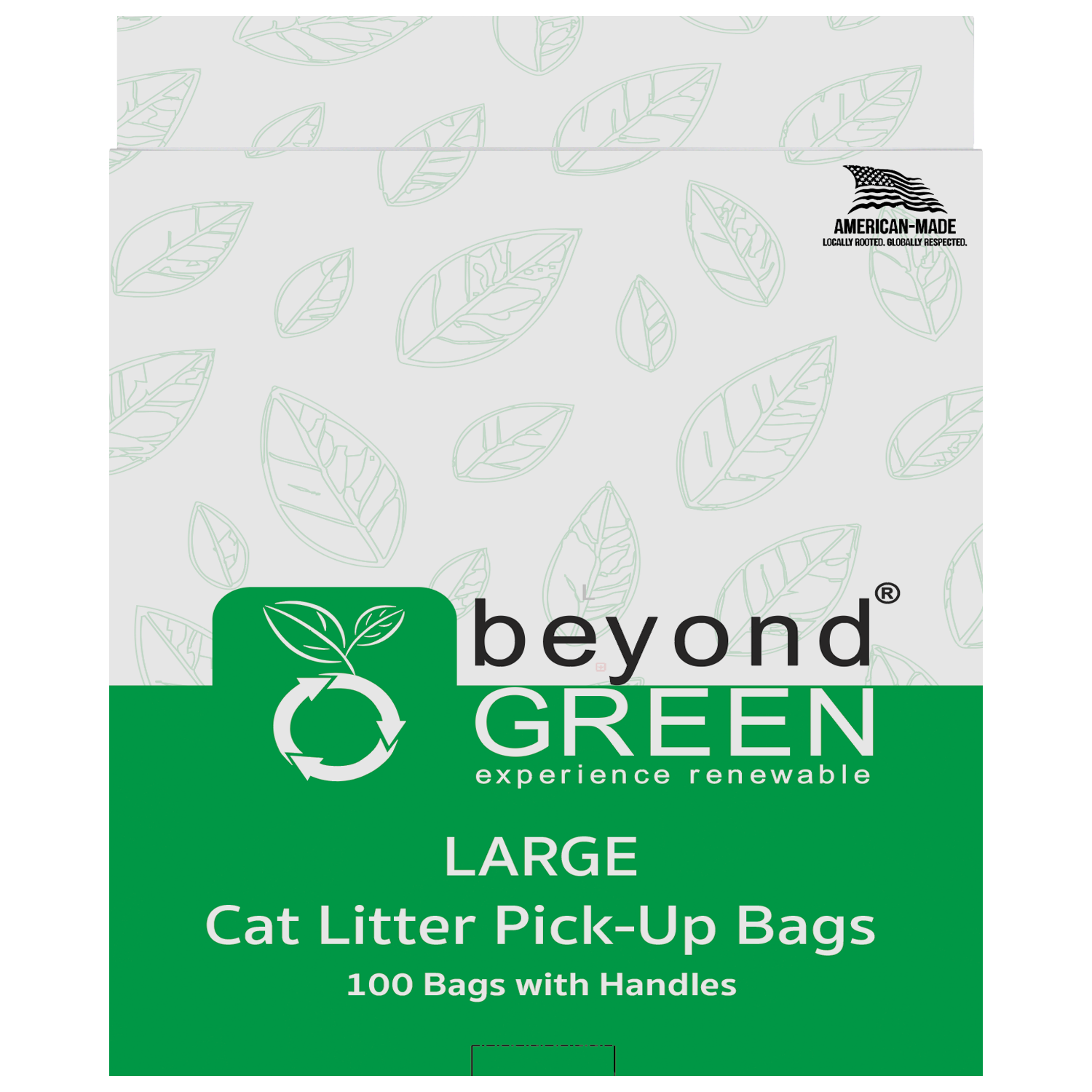 beyondGREEN Cat Litter Bags with Handles – Made in USA, Leak-Resistant & Easy-Tie Large Green 100 Cat Litter Bags beyondGREEN biotech™