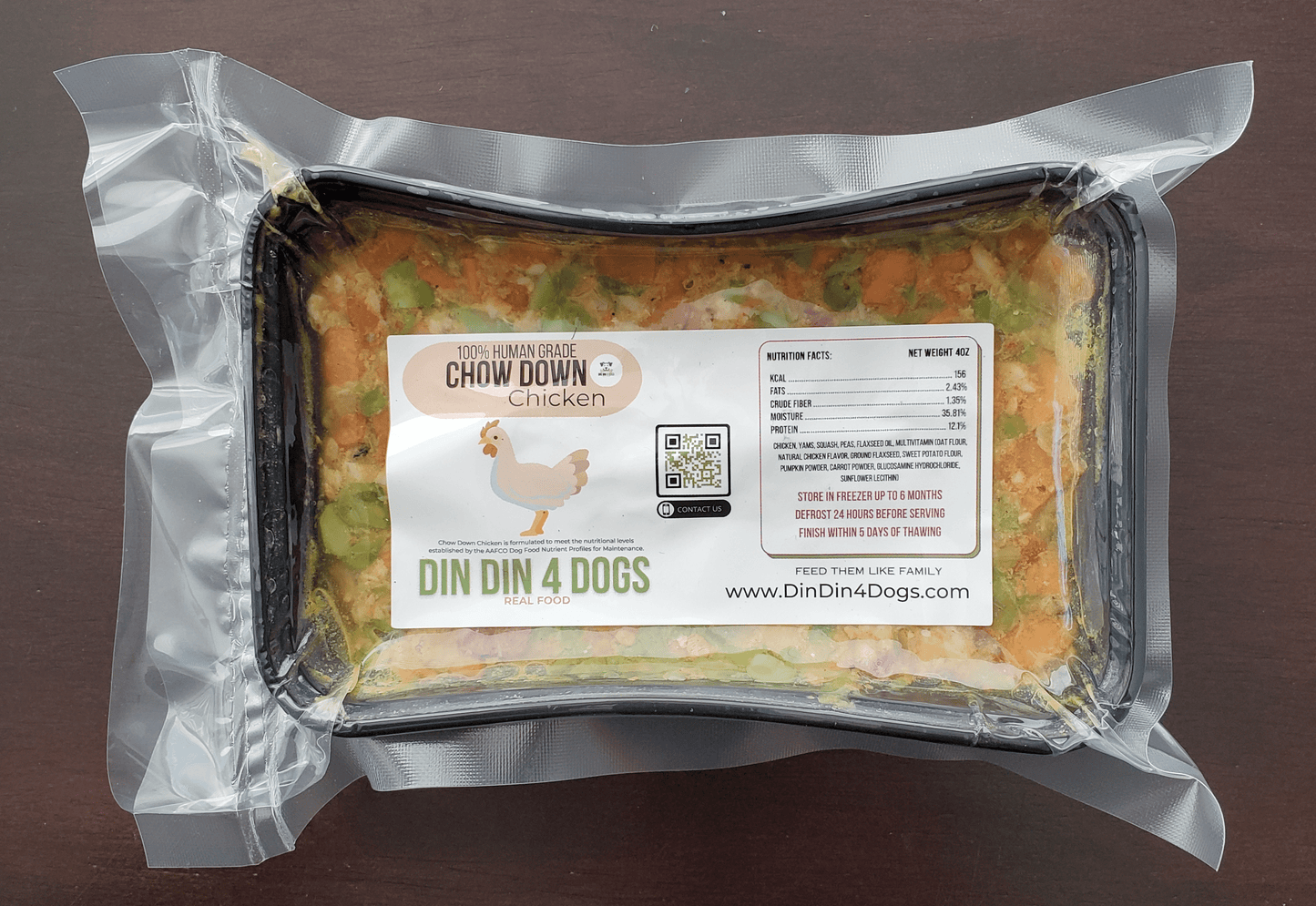 Small Breed - Chow Down Chicken, case includes 30, 4oz meals Dog Food Din Din 4 Dogs