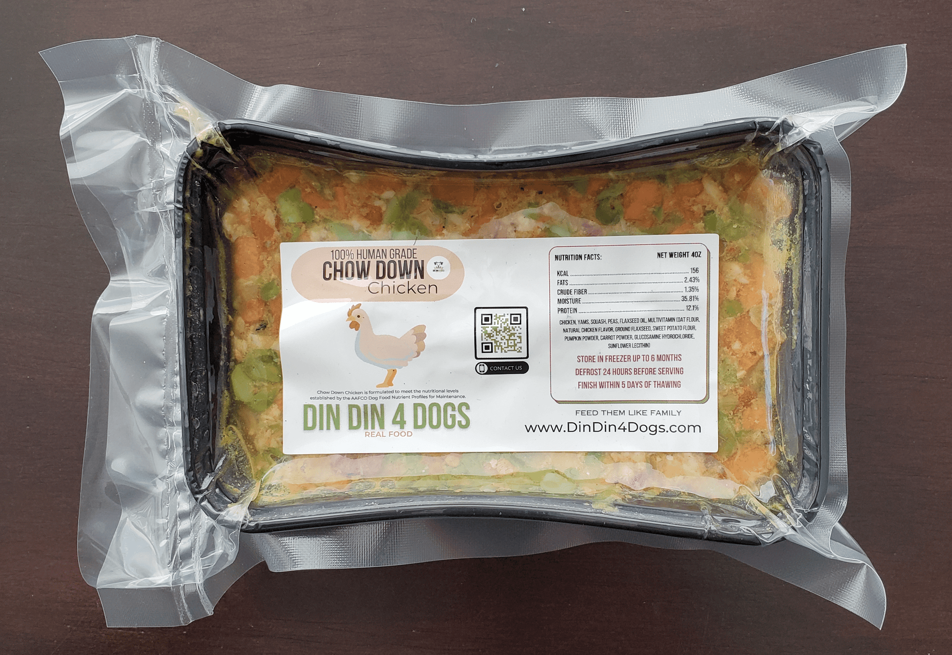 Small Breed - Chow Down Chicken, case includes 30, 4oz meals Dog Food Din Din 4 Dogs