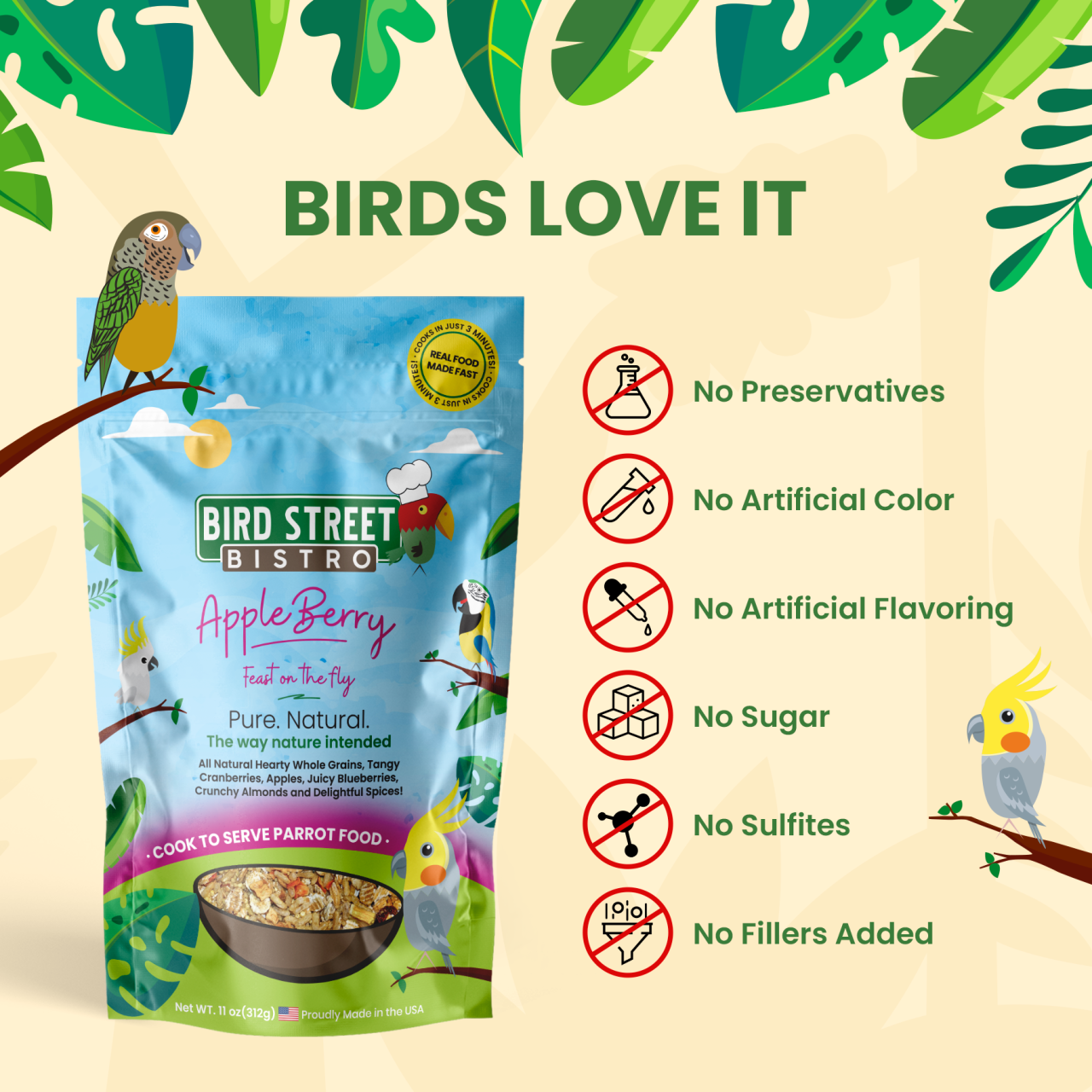 Parrot Food Super-Pack Bird Food Bird Street Bistro