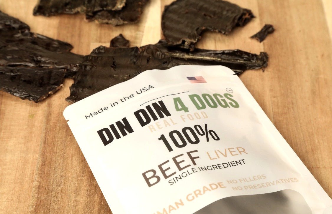 100% Beef Liver Dog Treats, 5 Ounce Bag, Single Ingredient, High Protein Treat Din Din 4 Dogs