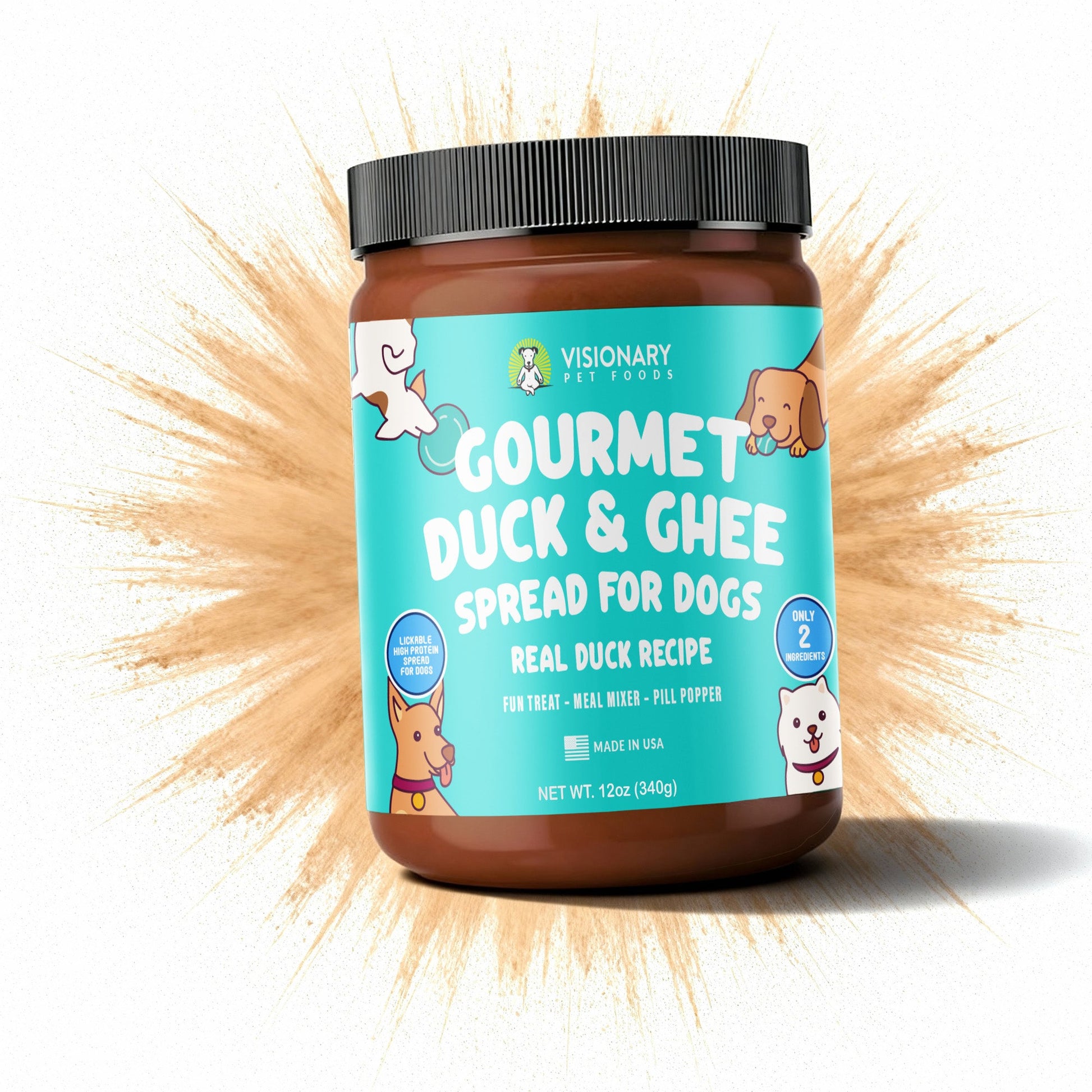 Duck and Ghee Meat Spread | NEW 12oz Jar Dog Treat Visionary Pet Foods