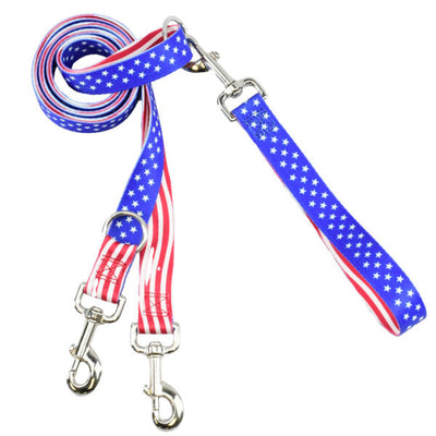Star Spangled Double Connection Leash – EarthStyle Euro Leash (longer version) 2 Hounds Design
