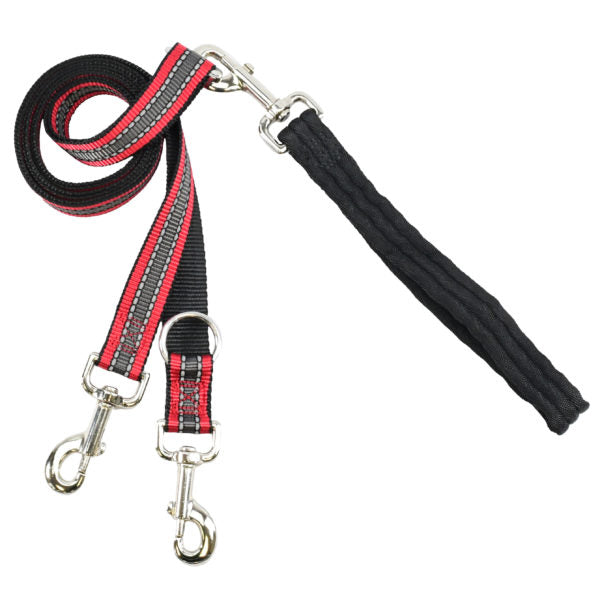 Reflective Red Double Connection Leash Euro Leash (longer version) 2 Hounds Design