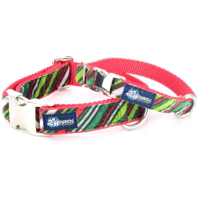 Christmas Stripe Velvet Essential Dog Collar 2 Hounds Design
