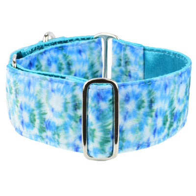 Teal Tie-Dye Swiss Velvet Buckle Martingale Dog Collar Martingale Dog Collar 2 Hounds Design