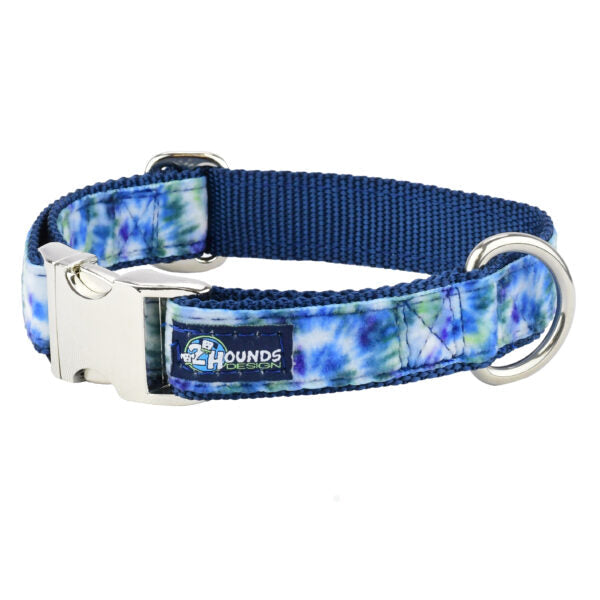 Navy Tie-Dye Velvet Essential Buckle Martingale Dog Collar 2 Hounds Design