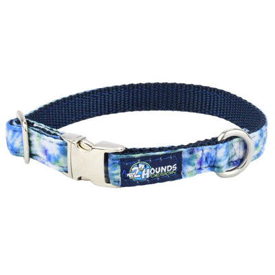 Navy Tie-Dye Velvet Essential Dog Collar 5 8 inch wide 2 Hounds Design