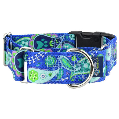 Paw Paisley Buckle Martingale Dog Collar – EarthStyle 1.5 inch 2 Hounds Design