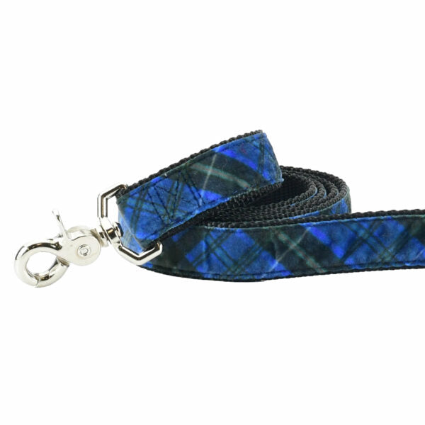 Midnight Winter Plaid Velvet Dog Leash 2 Hounds Design