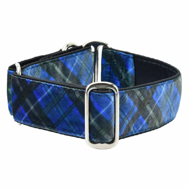 Midnight Winter Plaid Elite Velvet Martingale Dog Collar 2 Hounds Design