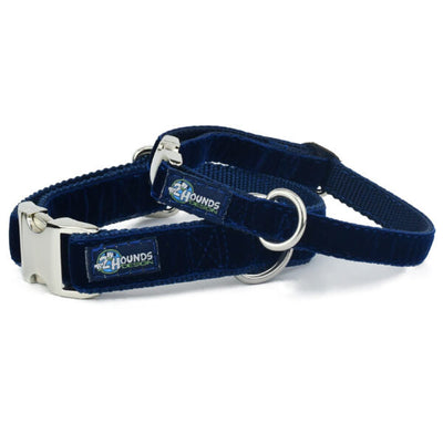 Navy Velvet Essential Buckle Martingale Dog Collar Martingale Dog Collar 2 Hounds Design