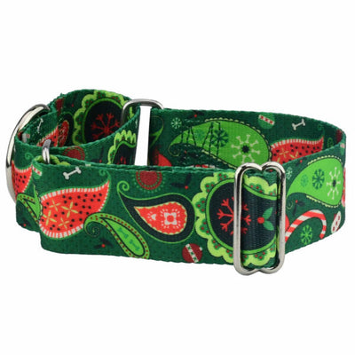 Holiday Paisley Martingale Dog Collar – EarthStyle 1.5 inch 2 Hounds Design