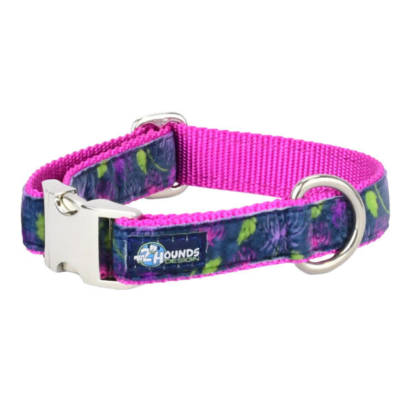 Midnight Dahlia Velvet Essential Martingale Dog Collar Martingale Dog Collar 2 Hounds Design