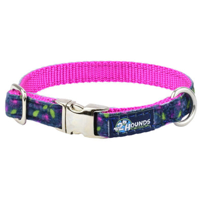 Midnight Dahlia Velvet Essential Dog Collar 5 8 inch wide Dog Collar 2 Hounds Design