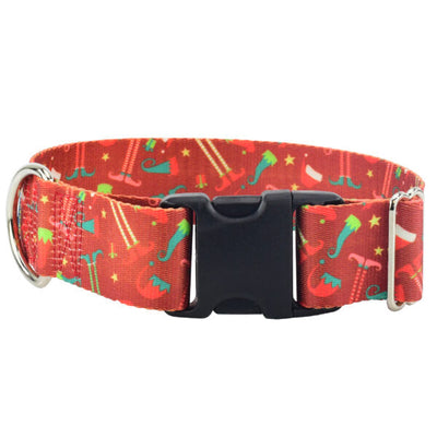 Elf Shoes Christmas Dog Collar – EarthStyle 1.5 inch 2 Hounds Design