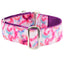 Pink Tie-Dye Elite Velvet Martingale Dog Collar 1.5 inch wide Martingale Dog Collar 2 Hounds Design