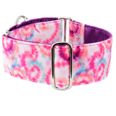 Pink Tie-Dye Elite Velvet Buckle Martingale Dog Collar Martingale Dog Collar 2 Hounds Design