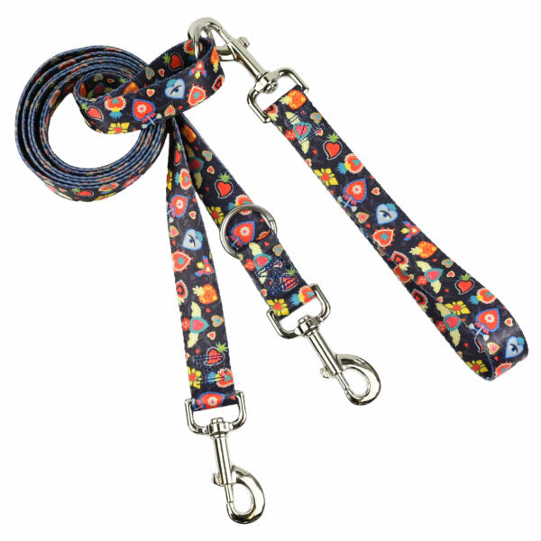 Gothic Hearts Double Connection Leash – EarthStyle Euro Leash (longer version) 2 Hounds Design