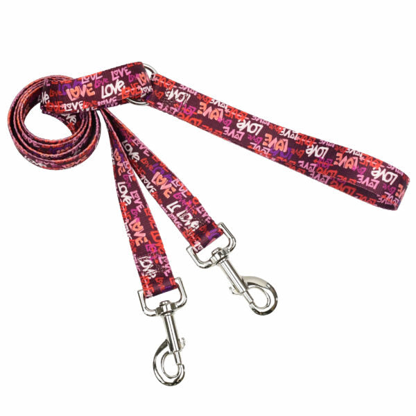 Love Graffiti Red Double Connection Leash – EarthStyle Standard Training Leash 2 Hounds Design