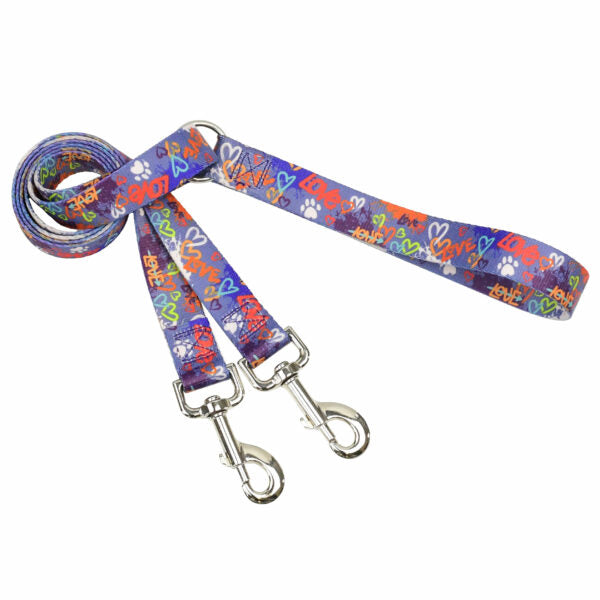 Love Graffiti Blue Double Connection Leash – EarthStyle Standard Training Leash 2 Hounds Design