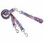 Love Graffiti Blue Double Connection Leash – EarthStyle Euro Leash (longer version) 2 Hounds Design
