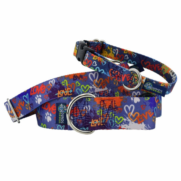 Love Graffiti Blue Buckle Martingale Dog Collar – EarthStyle 2 Hounds Design