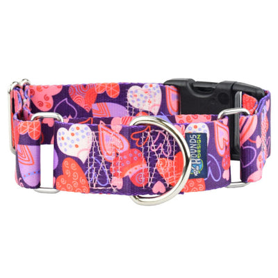 Wild Hearts Buckle Martingale Dog Collar – EarthStyle 1.5 inch 2 Hounds Design
