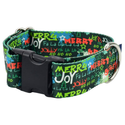 Holiday Graffiti Dog Collar – EarthStyle 1.5 inch 2 Hounds Design