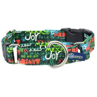 Holiday Graffiti Buckle Martingale Dog Collar – EarthStyle 1 inch 2 Hounds Design