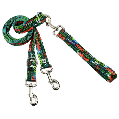 Holiday Graffiti Double Connection Leash – EarthStyle Euro Leash (longer version) 2 Hounds Design