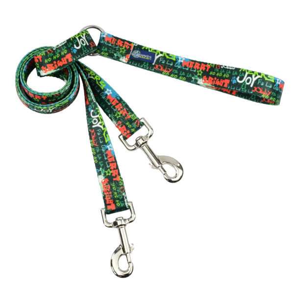 Holiday Graffiti Double Connection Leash – EarthStyle Standard Training Leash 2 Hounds Design