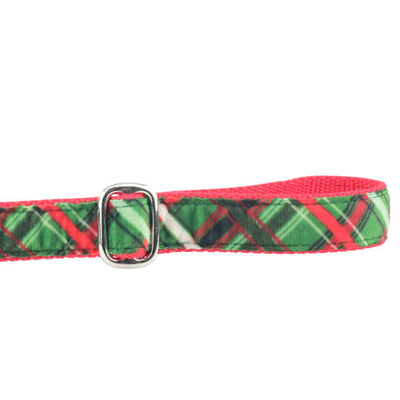 Christmas Plaid Green Velvet Dog Leash (1″ Only) 2 Hounds Design