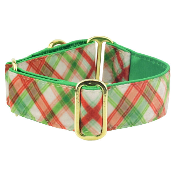 Christmas Plaid Cream Elite Velvet Dog Collar 2 Hounds Design