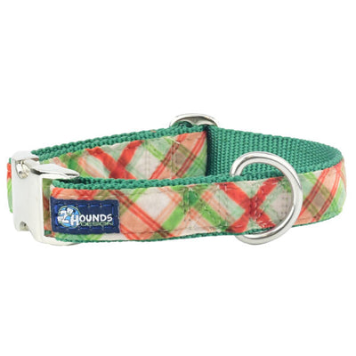 Christmas Plaid Cream Velvet Essential Martingale Dog Collar (1″ Only) 2 Hounds Design