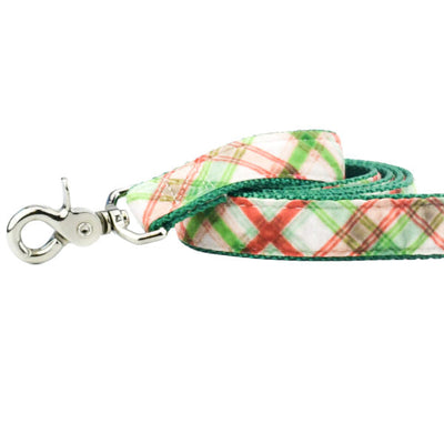 Christmas Plaid Cream Velvet Dog Leash (1″ Only) 2 Hounds Design