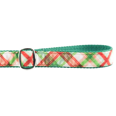Christmas Plaid Cream Velvet Dog Leash (1″ Only) 2 Hounds Design