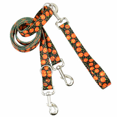Jack O Lantern Double Connection Leash – EarthStyle Euro Leash (longer version) 2 Hounds Design