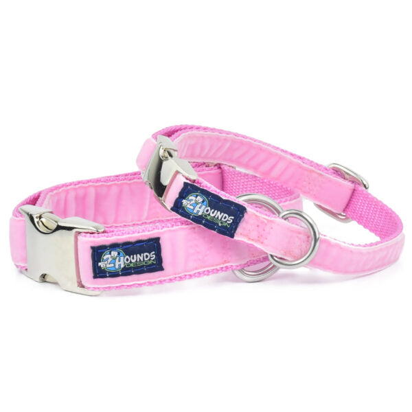 Light Pink Velvet Essential Buckle Martingale Dog Collar 2 Hounds Design