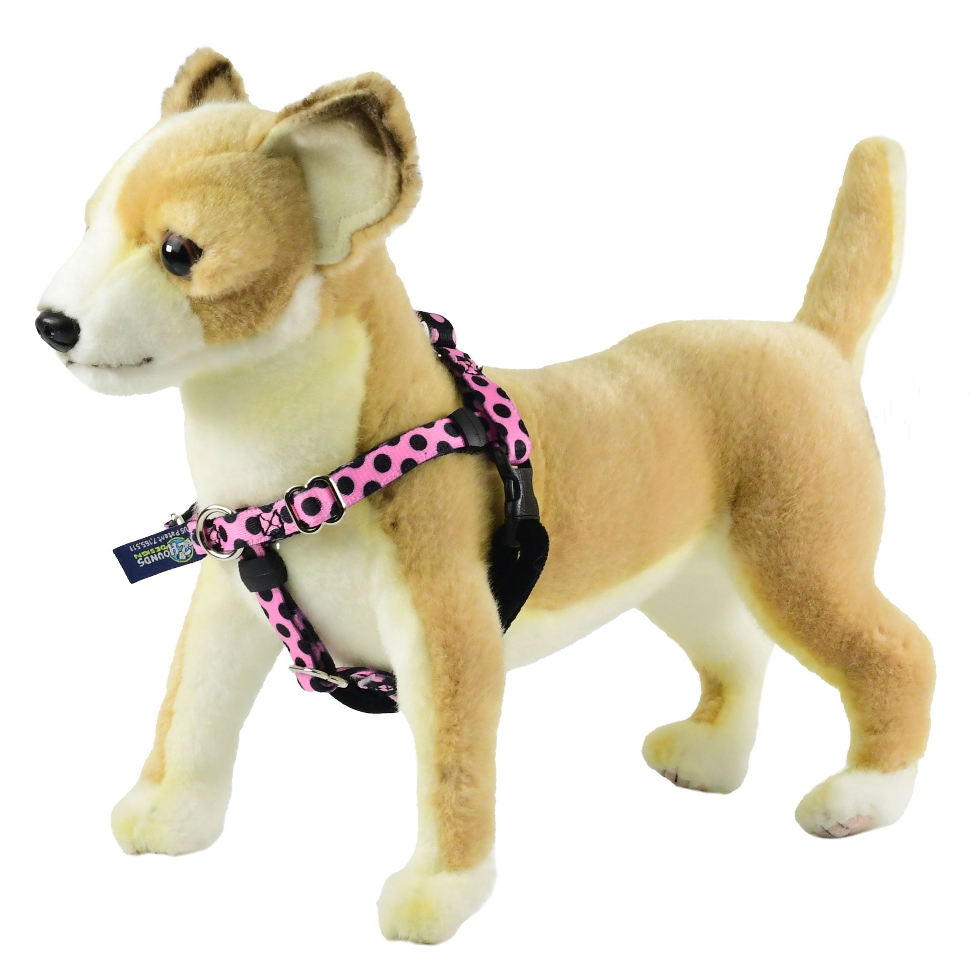 XXSmall Pink & Black Polkadots Freedom No-Pull Harness 13"-16" Chest 2 Hounds Design