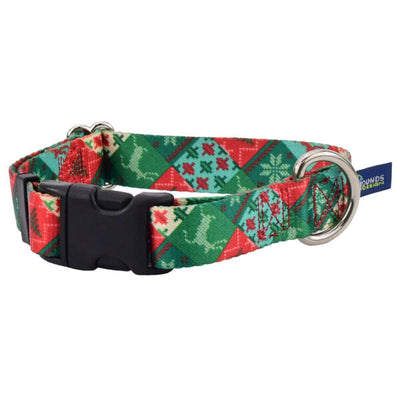 Christmas Patchwork Dog Collar – EarthStyle 1 inch Dog Collar 2 Hounds Design