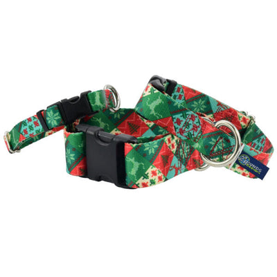Christmas Patchwork Dog Collar – EarthStyle Dog Collar 2 Hounds Design