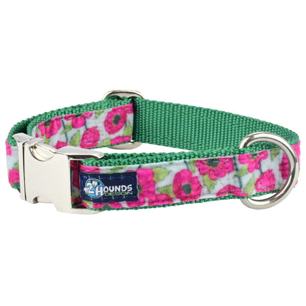 Bold Poppies Velvet Essential Martingale Dog Collar Martingale Dog Collar 2 Hounds Design
