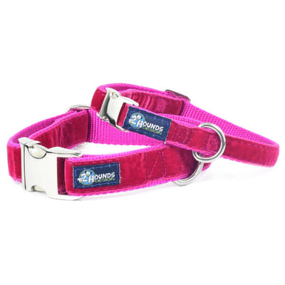Raspberry Velvet Essential Dog Collar 2 Hounds Design
