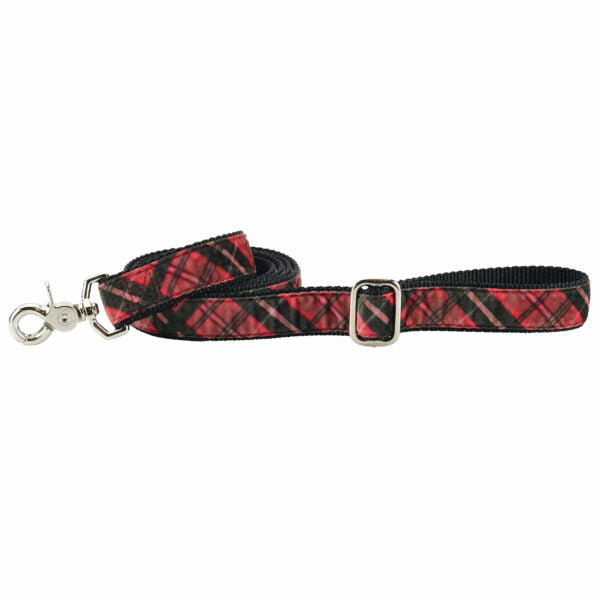Classic Winter Plaid Velvet Dog Leash 2 Hounds Design