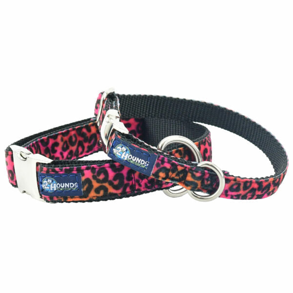 Wild Kitty Pink Velvet Essential Dog Collar Dog Collar 2 Hounds Design