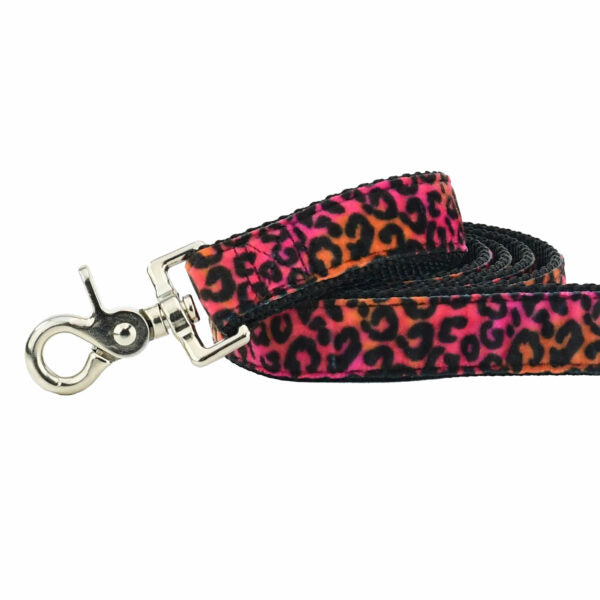 Wild Kitty Pink Velvet Dog Leash 2 Hounds Design