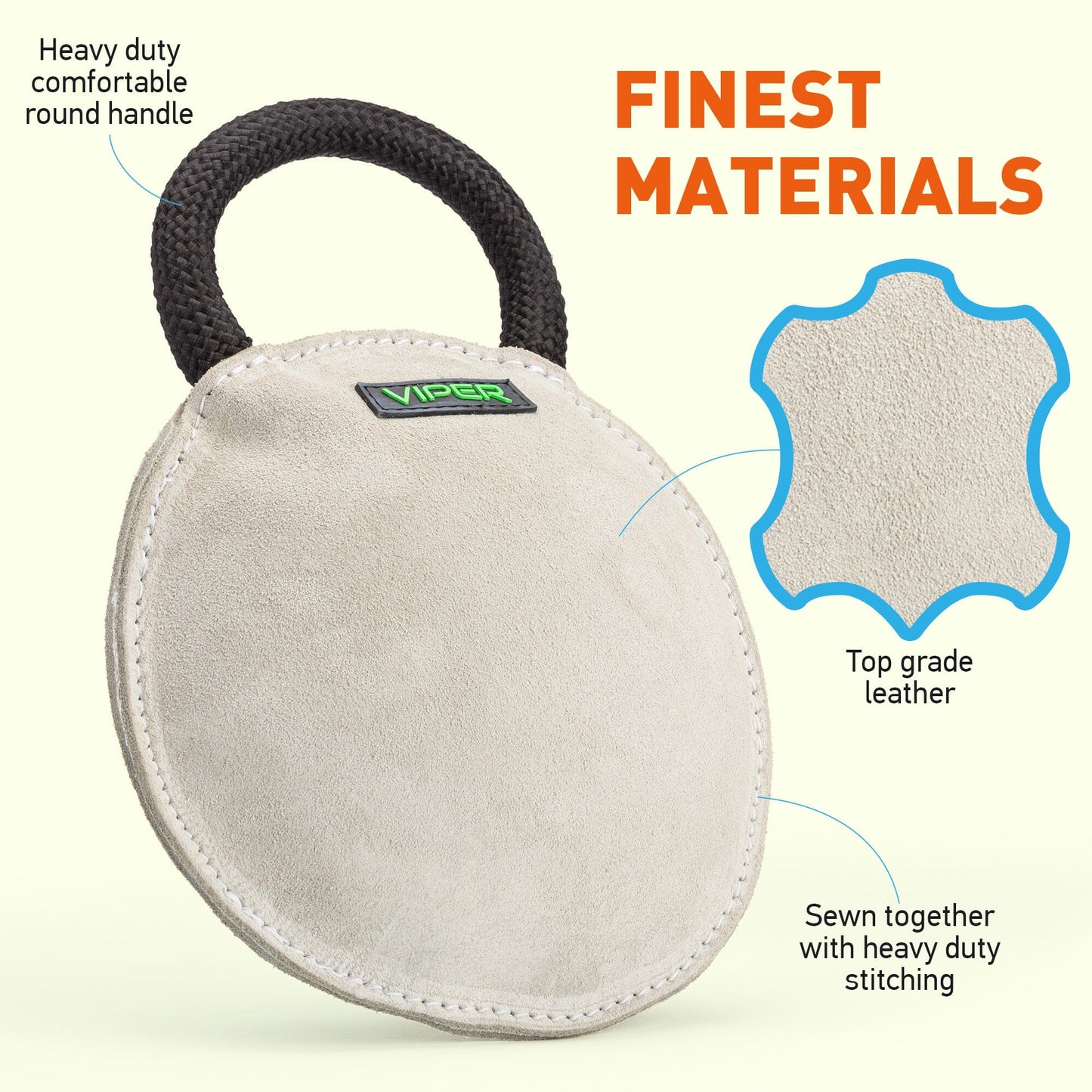 Viper Leather Round Bite Pillow Dog Toys Dogline