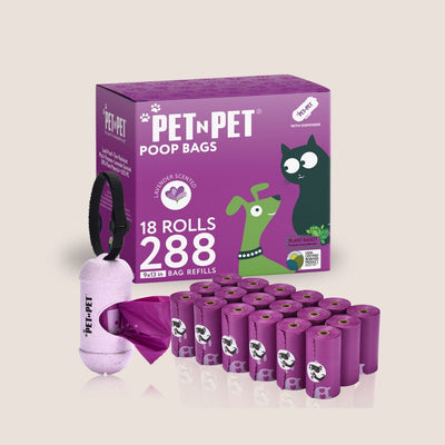 Premium Lavender-Scented Poop Bags 288 Bags with Dispenser Pet Waste Bags Pet N Pet ®