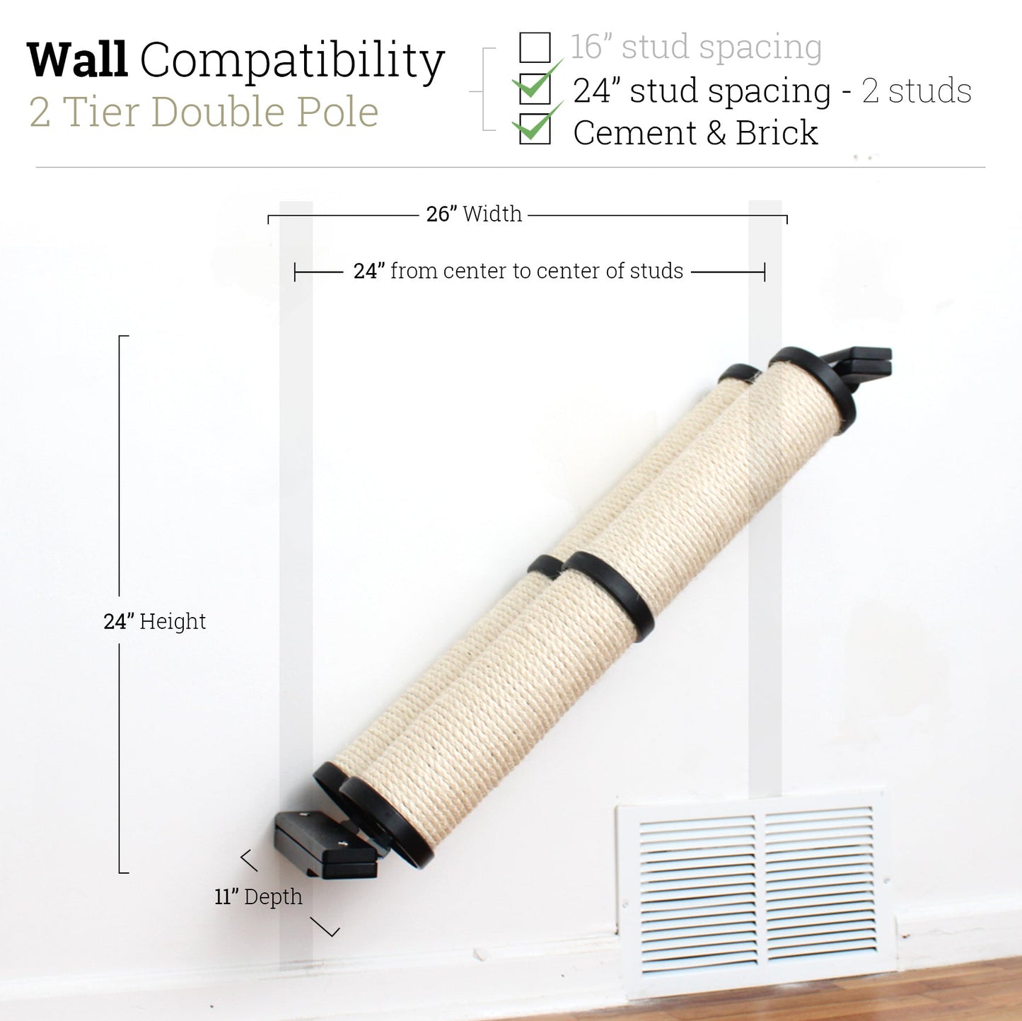 Slanted Cat Scratcher for Wall Onyx Bamboo 2-Tier Double None Cat Scratcher Catastrophic Creations